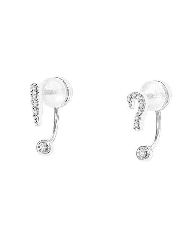 Boucles d'oreilles asymétriques en argent sterling et zircon uniques GH1032