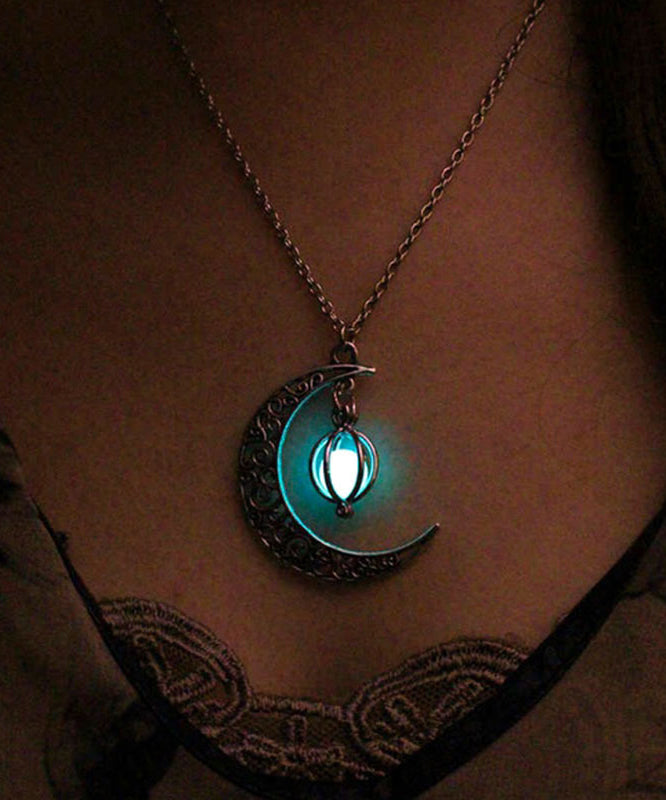 Collier Lariat en acier inoxydable unique avec chaîne lumineuse en forme de lune