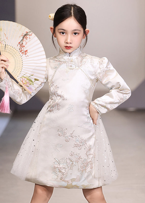 Tulle Long Embroideried White Unique Patchwork Vacation Girls