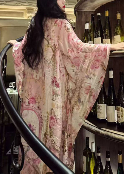 Vacation Style 2024 New Print Long Dress Batwing Sleeve ZL043