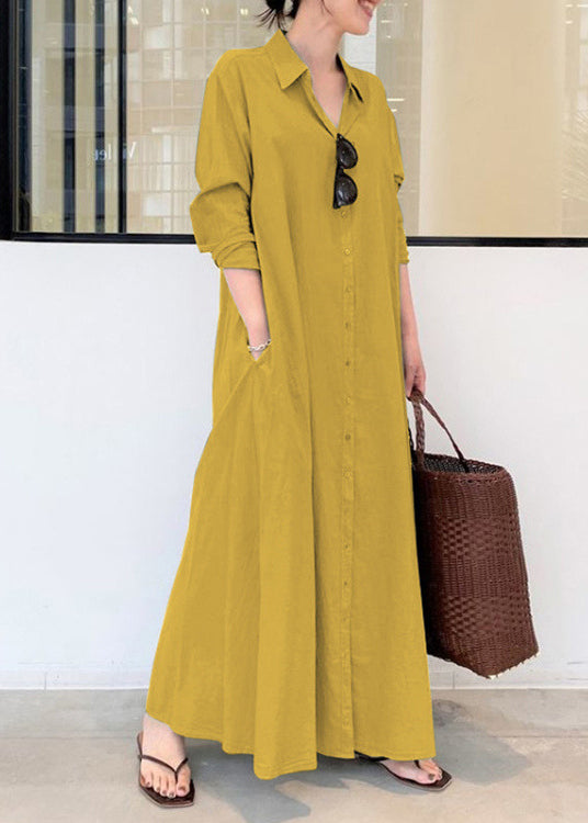 Vintage Army Green Oversized Cotton Robe Dresses Spring TZ002