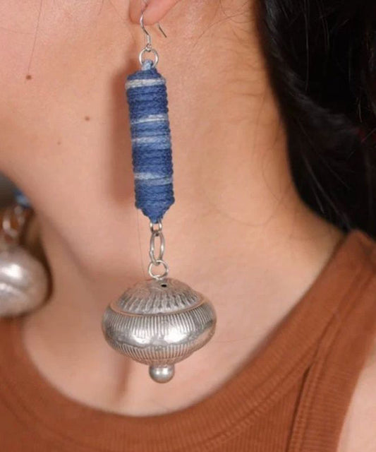 Small Blue Bell Sterling Tie Drop Dye Vintage Cylinder Silver