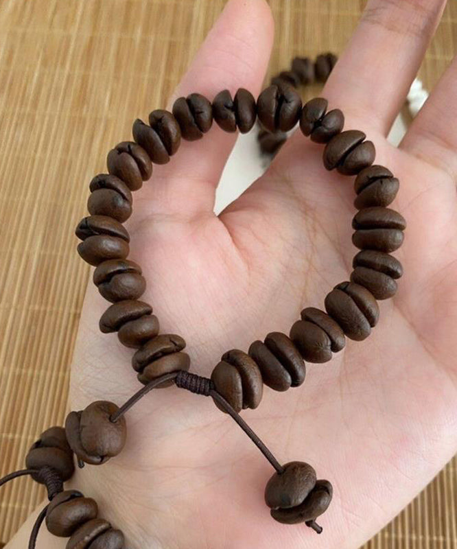 Coffee Vintage Leather Charm Rope Bracelet Beads