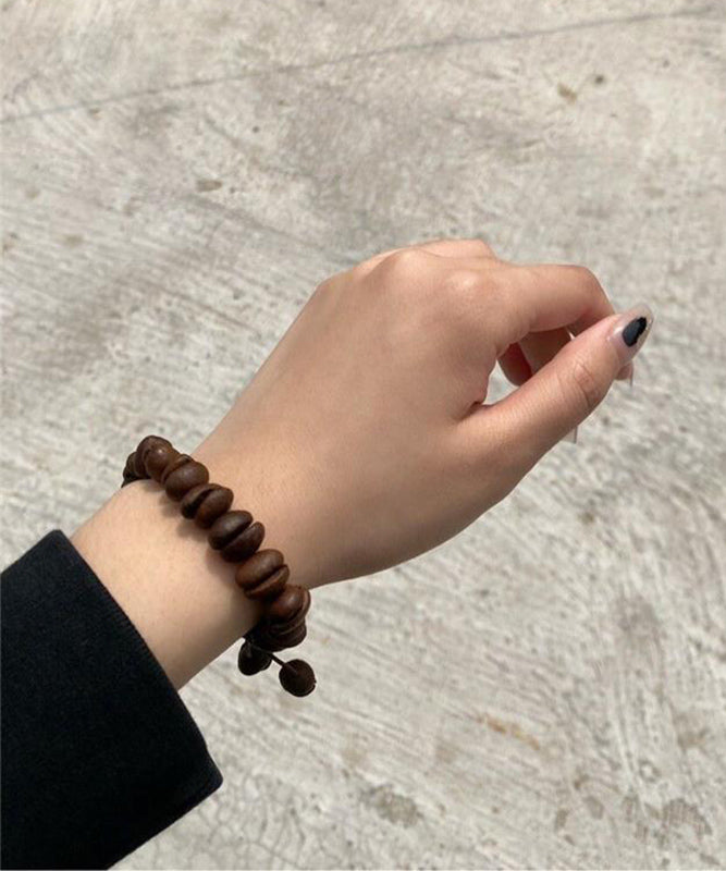 Coffee Vintage Leather Charm Rope Bracelet Beads