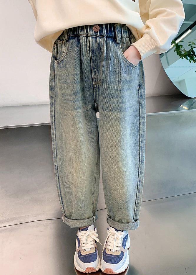 Vintage Denim Blue Patchwork Harem Kids Harem Pants Spring TV015