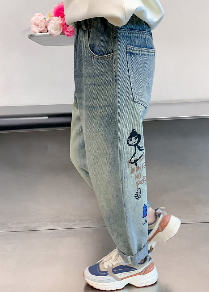 Vintage Denim Blue Patchwork Harem Kids Harem Pants Spring TV015