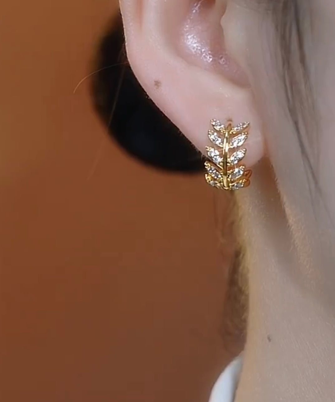 Silver of Hoop Zircon Vintage Ear Overgild Wheat Sterling Gold