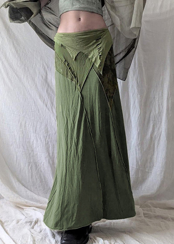 Offene Baumwolle Grüne Seite Vintage Röcke Asymmetrische Sommer