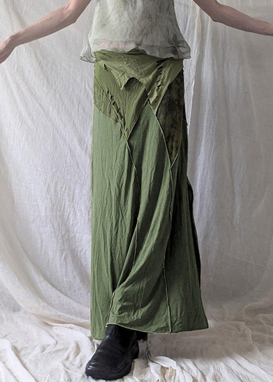 Offene Baumwolle Grüne Seite Vintage Röcke Asymmetrische Sommer