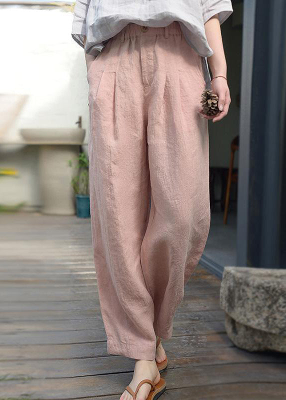 Vintage Grey Oversized Pockets Linen Harem Pants Spring OO021