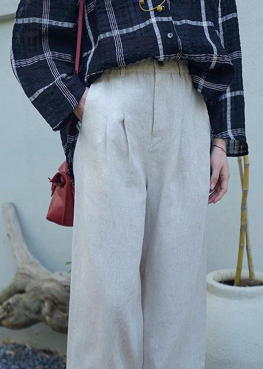 Vintage Grey Oversized Pockets Linen Harem Pants Spring OO021