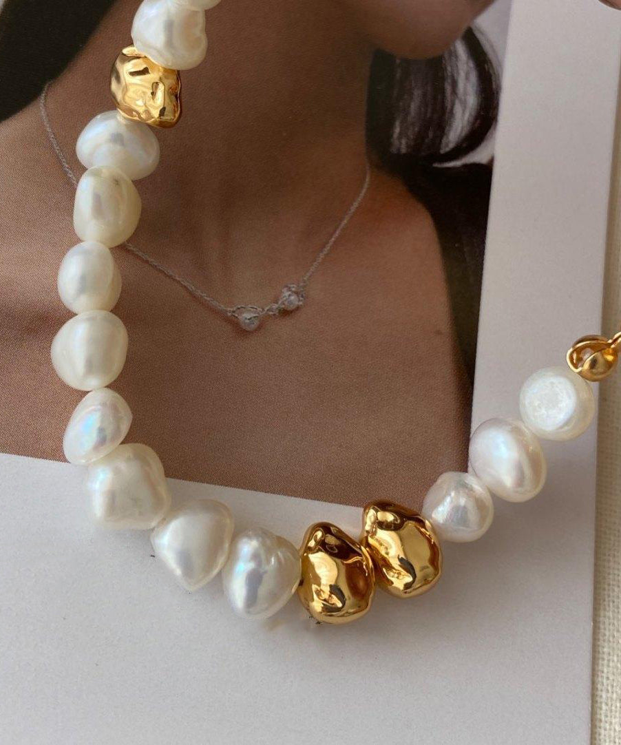 Copper Colorblock Vogue Alloy Pearl Gold Bracelet