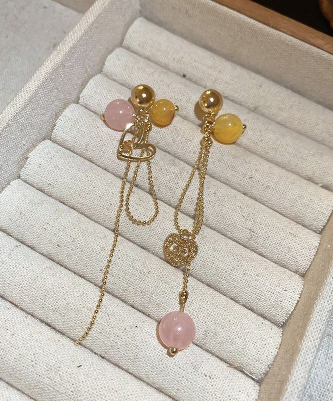 Copper Vogue Gold Tassel Earrings Crystal Resin Drop Love