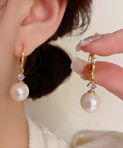 Vogue Gold Copper Overgild Zircon Pearl Drop Earrings  AH393