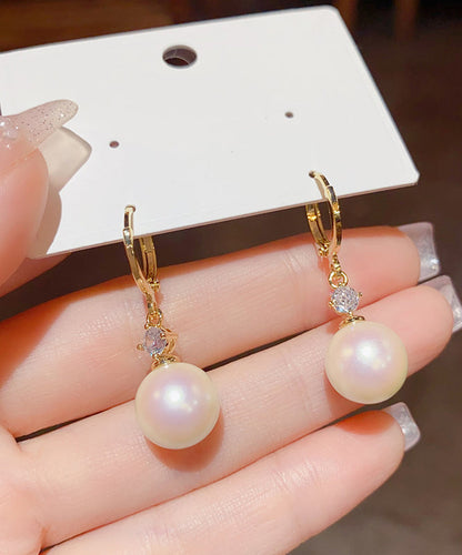 Vogue Gold Copper Overgild Zircon Pearl Drop Earrings  AH393