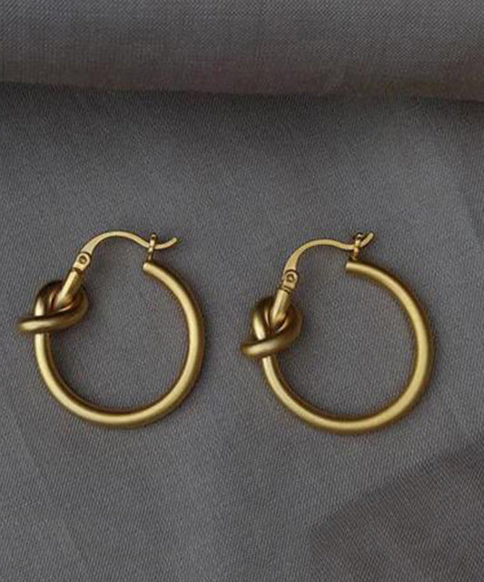 Boucles d'oreilles créoles en argent sterling Vogue Gold avec finition polie mate QQ027