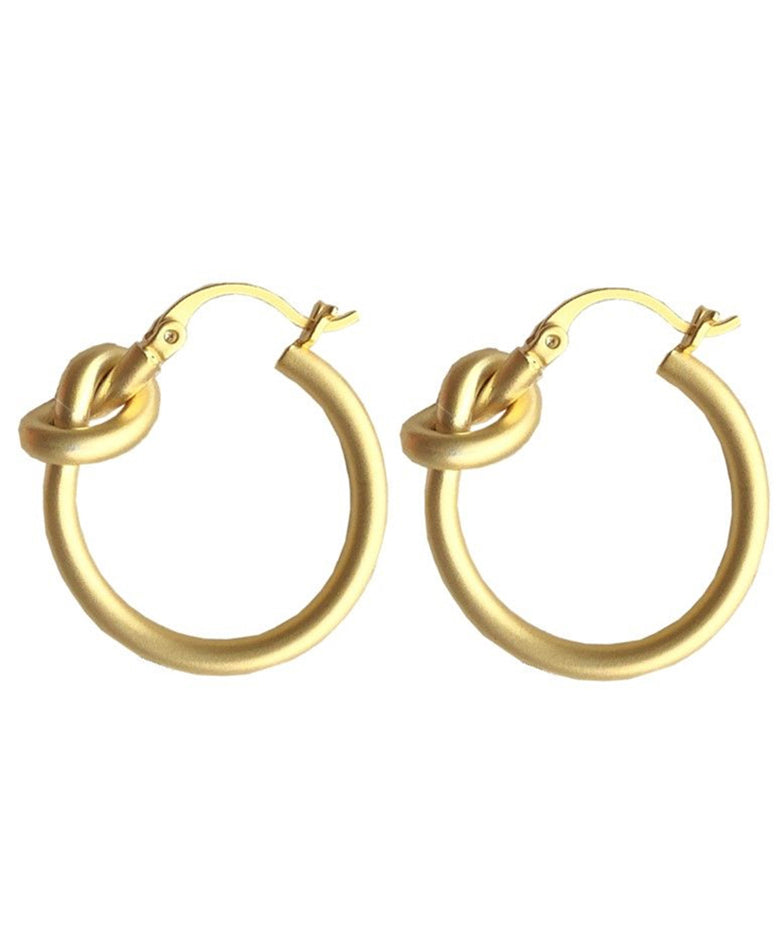 Boucles d'oreilles créoles en argent sterling Vogue Gold avec finition polie mate QQ027