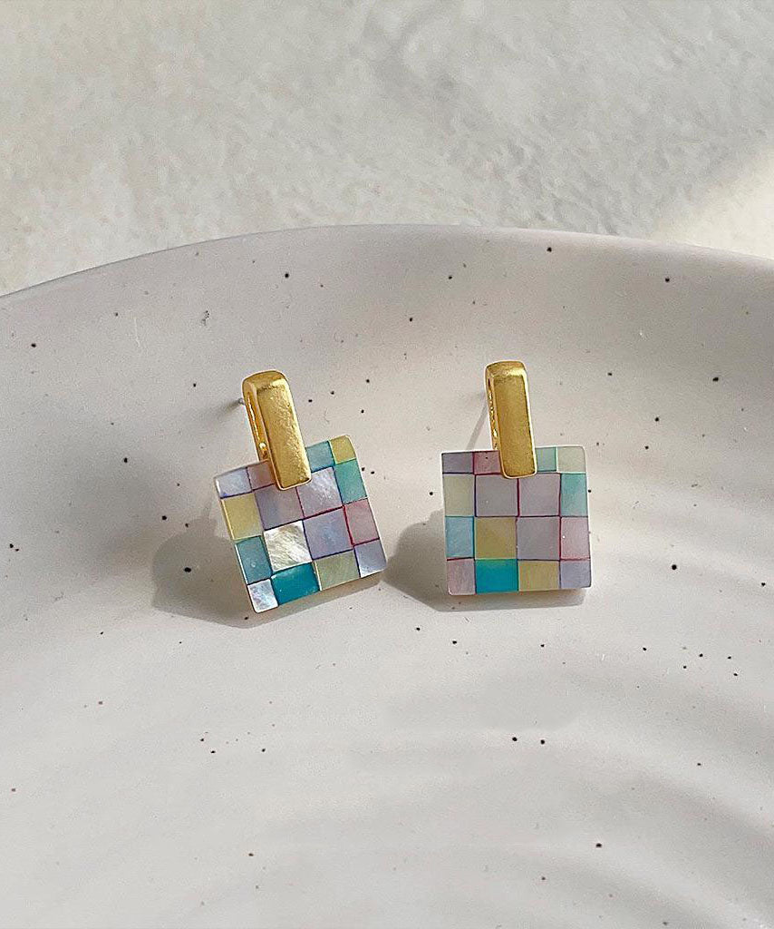 Stud Overgild Copper Rainbow Vogue Shell Earrings