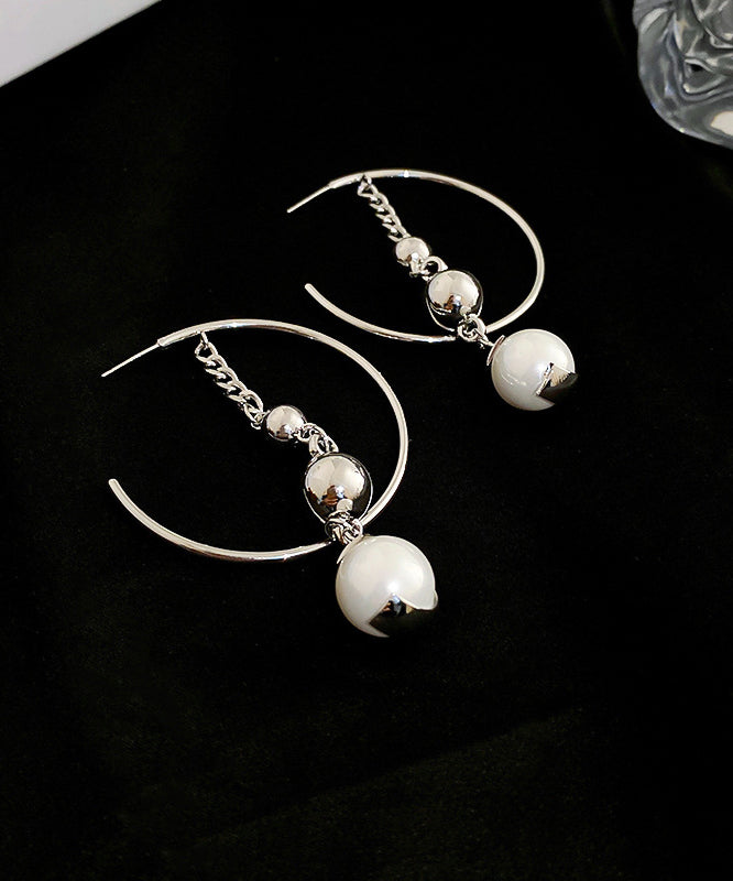 Boucles d'oreilles pendantes géométriques en chaîne et perles en cuivre et soie Vogue QQ068