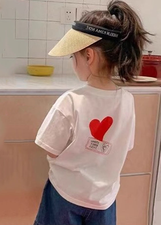 Vogue Weißer Druck Patchwork Kinder T-Shirt Kurzarm YU1080