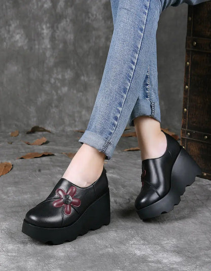 Waterproof Anti-slip Handmade Retro Wedge Shoes Ada Fashion