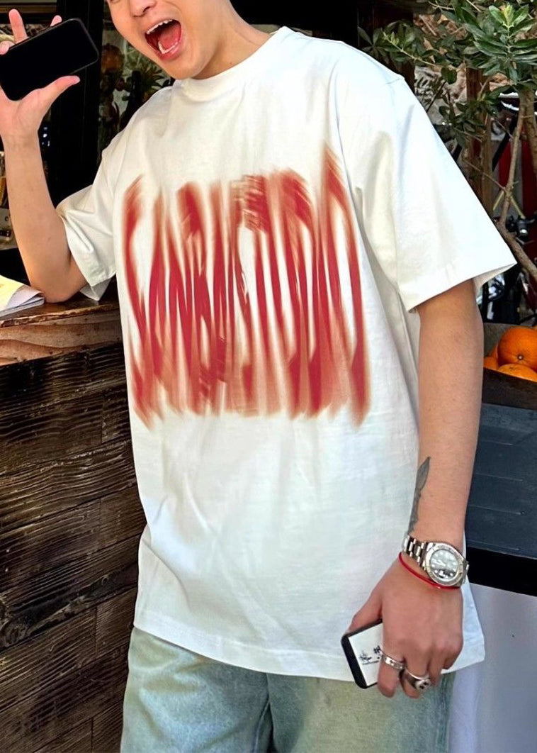 Buchstabe O Baumwolle Männer Sommer Weiß Neck Shirts T