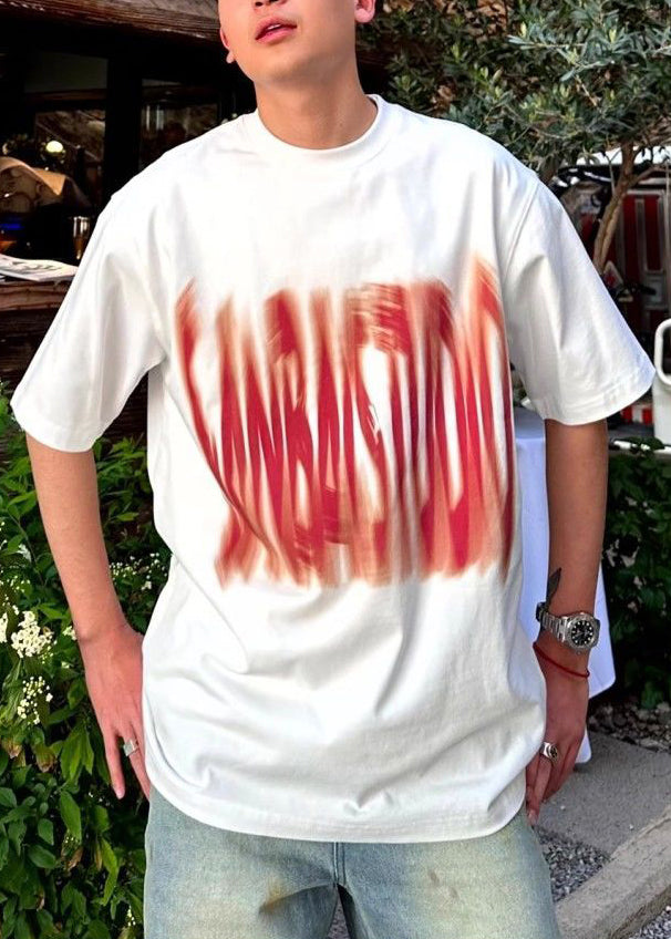 Buchstabe O Baumwolle Männer Sommer Weiß Neck Shirts T