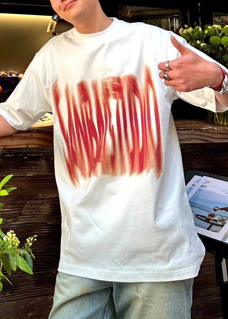 Buchstabe O Baumwolle Männer Sommer Weiß Neck Shirts T