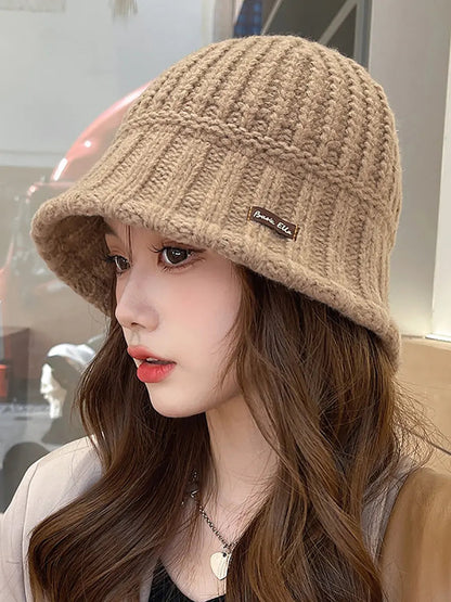 Winter Pure Color Fashion Knitted Patch Warm Hat Ada Fashion