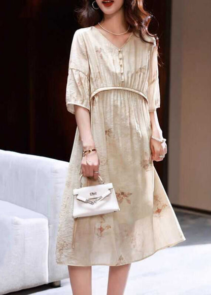 Women Apricot Print Patchwork Party Long Dress Summer WW039