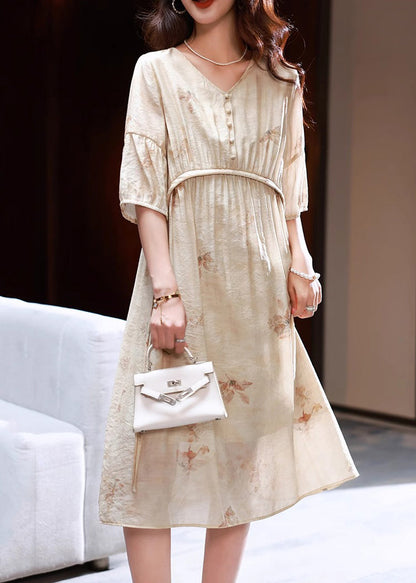 Women Apricot Print Patchwork Party Long Dress Summer WW039