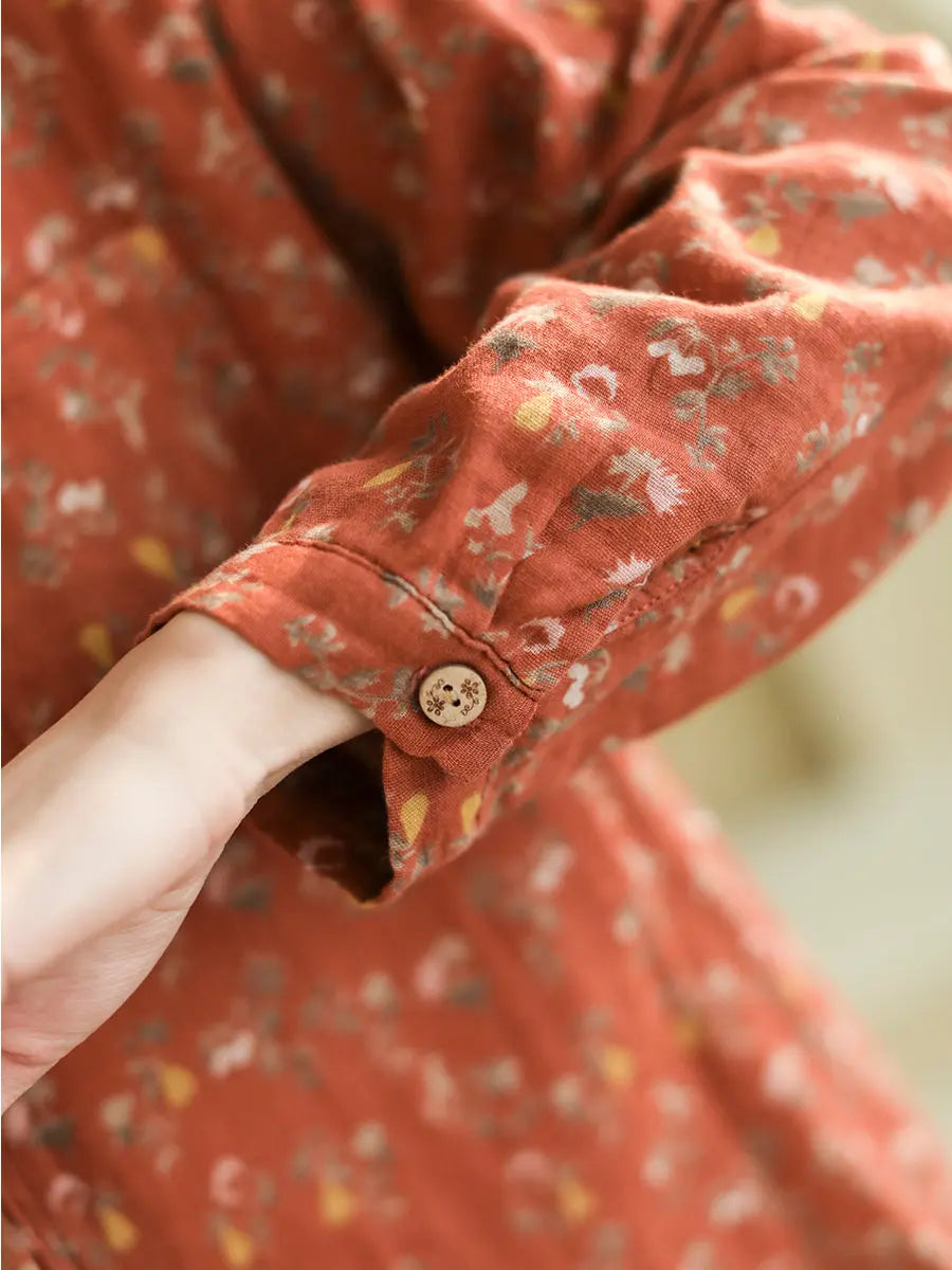 Women Artsy Spring Floral Cotton Shirt Ada Fashion