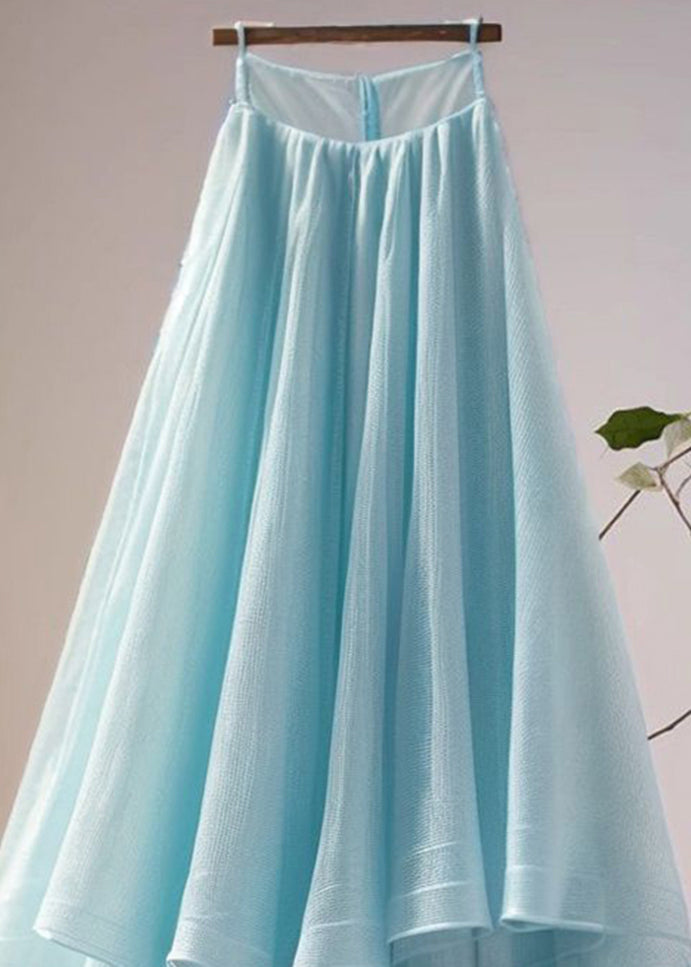 Women Blue Asymmetrical High Waist Tulle Skirt Summer Ada Fashion