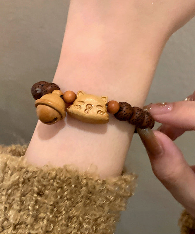 Women Brown Sandalwood Bodhi Charm Bracelet ZZ028