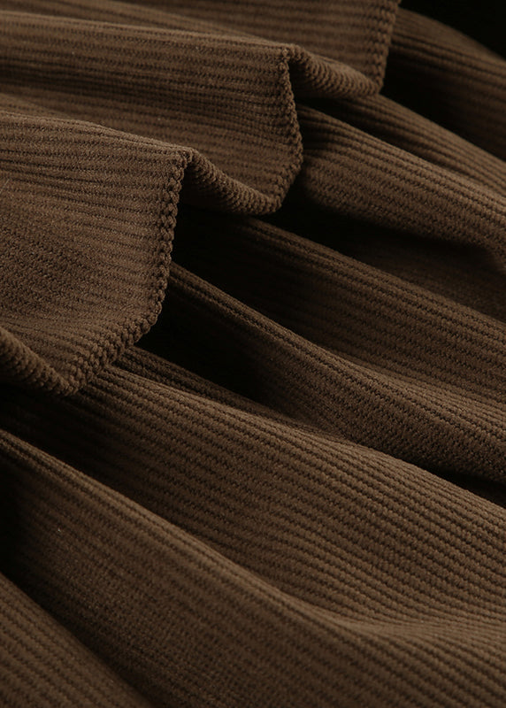 Taille Spitze Hohe Röcke Sommer Cord Frauen Reißverschluss Braun