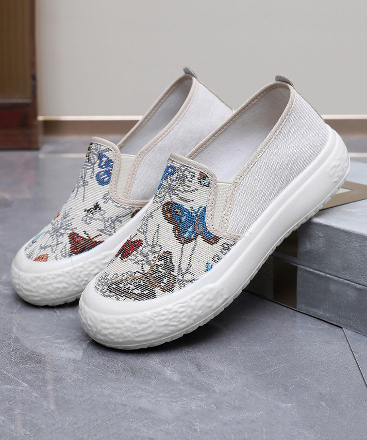 Fabric Women Embroidered Black Flats Cotton Casual