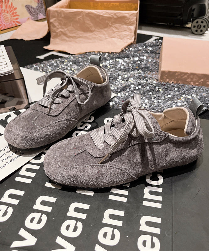 Chaussures plates décontractées, douces et confortables, en daim bleu, à lacets, pour femmes, YC021