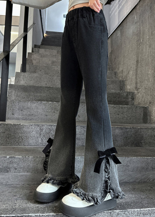 Pantalon à pattes d'éléphant à volants et dégradé de couleurs pour femme, ouverture latérale, printemps YK031
