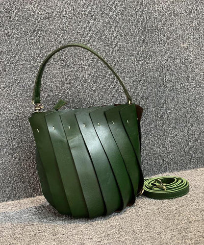 Women Green Patchwork Calf Leather Messenger Bag AH729