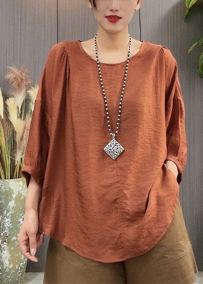 Women Green Ruffled Lace Up Linen T Shirt Batwing Sleeve MN095