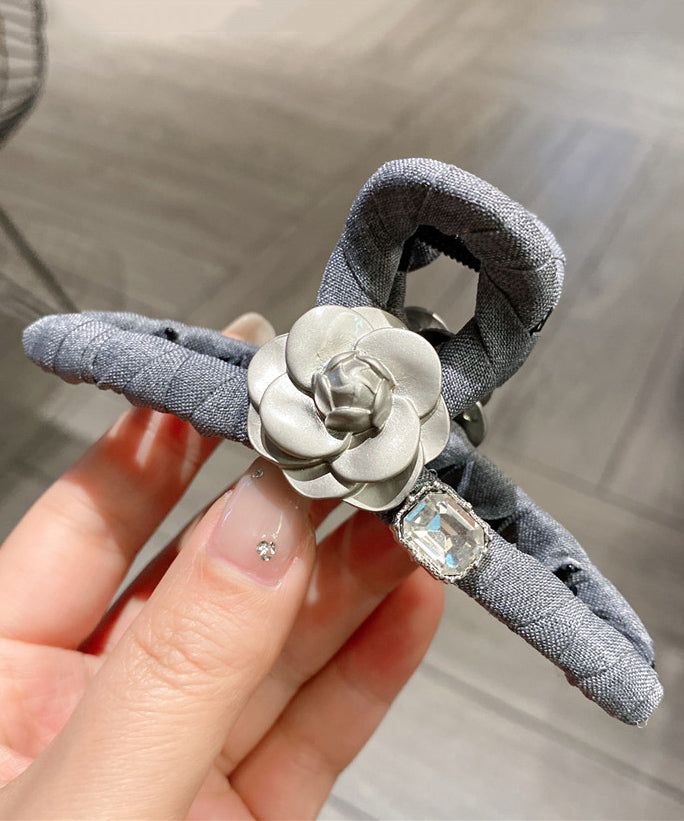 Women Grey Cloth Bow Rabbit Shark Clamp Hairpin WF016