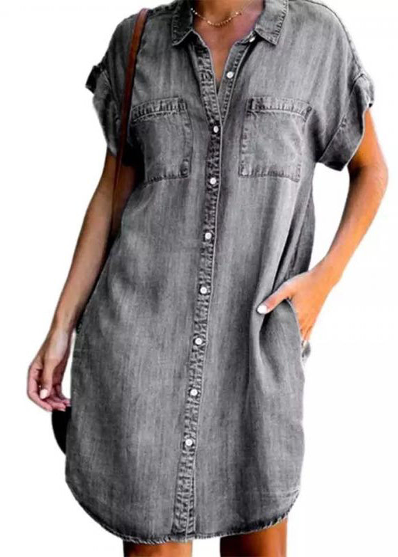 Dress Light Collar Peter Denim Pan Blue Button Shirt Mid Women