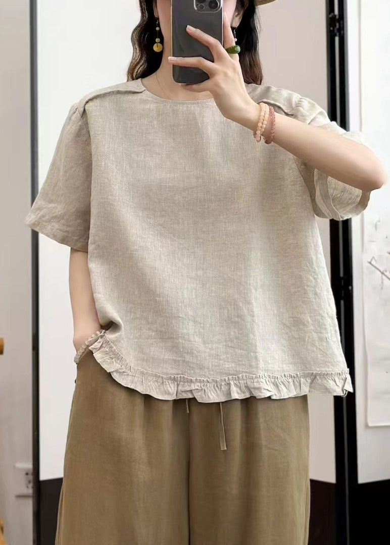 Summer On Linen Both Wear Ruffled Sides Women Shirt