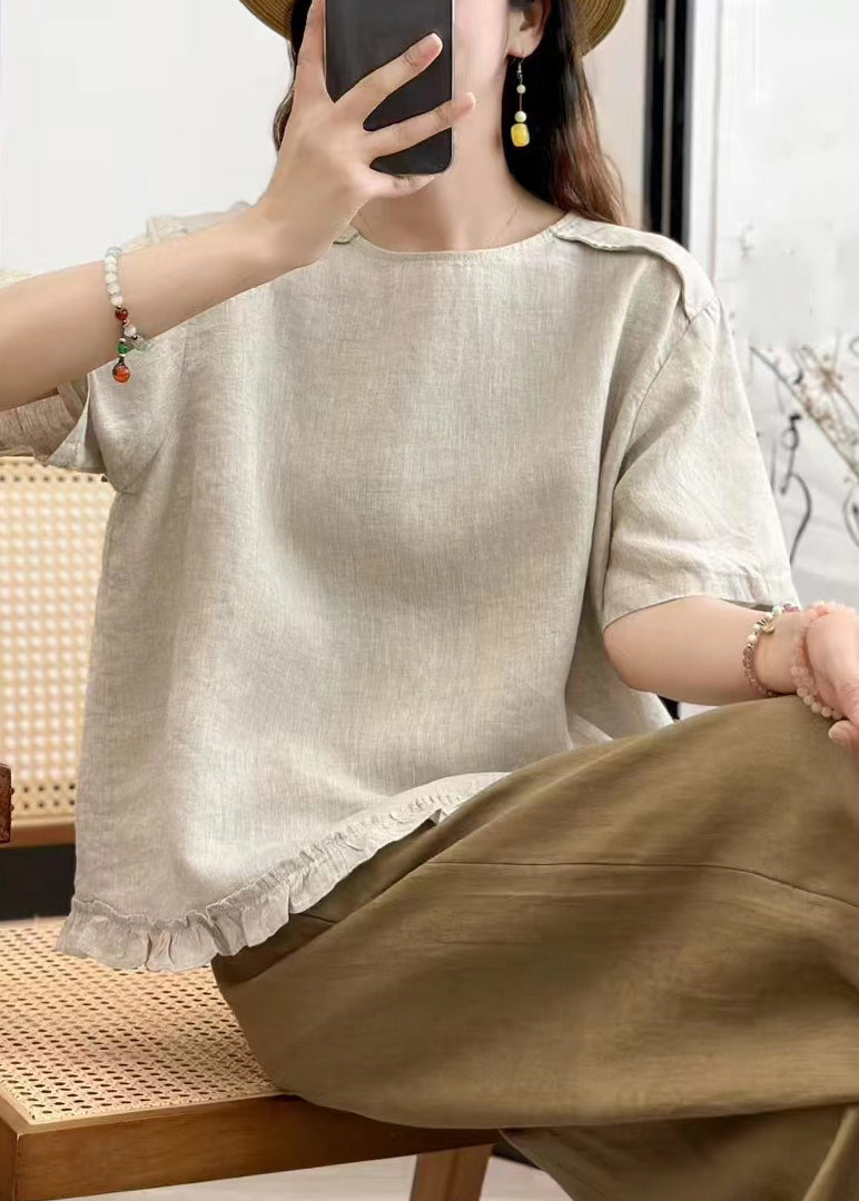Summer On Linen Both Wear Ruffled Sides Women Shirt