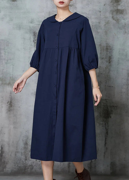 Women Navy Oversized Cotton Maxi Dresses Summer JK1007 Ada Fashion