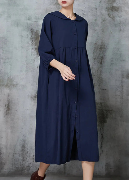 Women Navy Oversized Cotton Maxi Dresses Summer JK1007 Ada Fashion