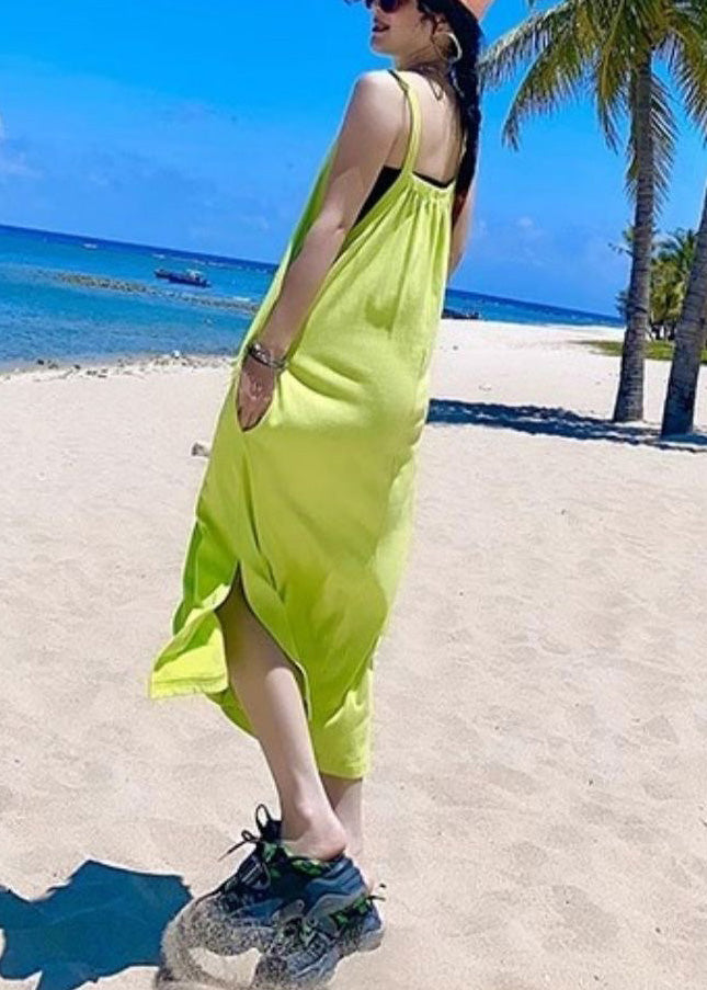 Orange Cotton Oversized Summer Women Print Vacation Sundresses