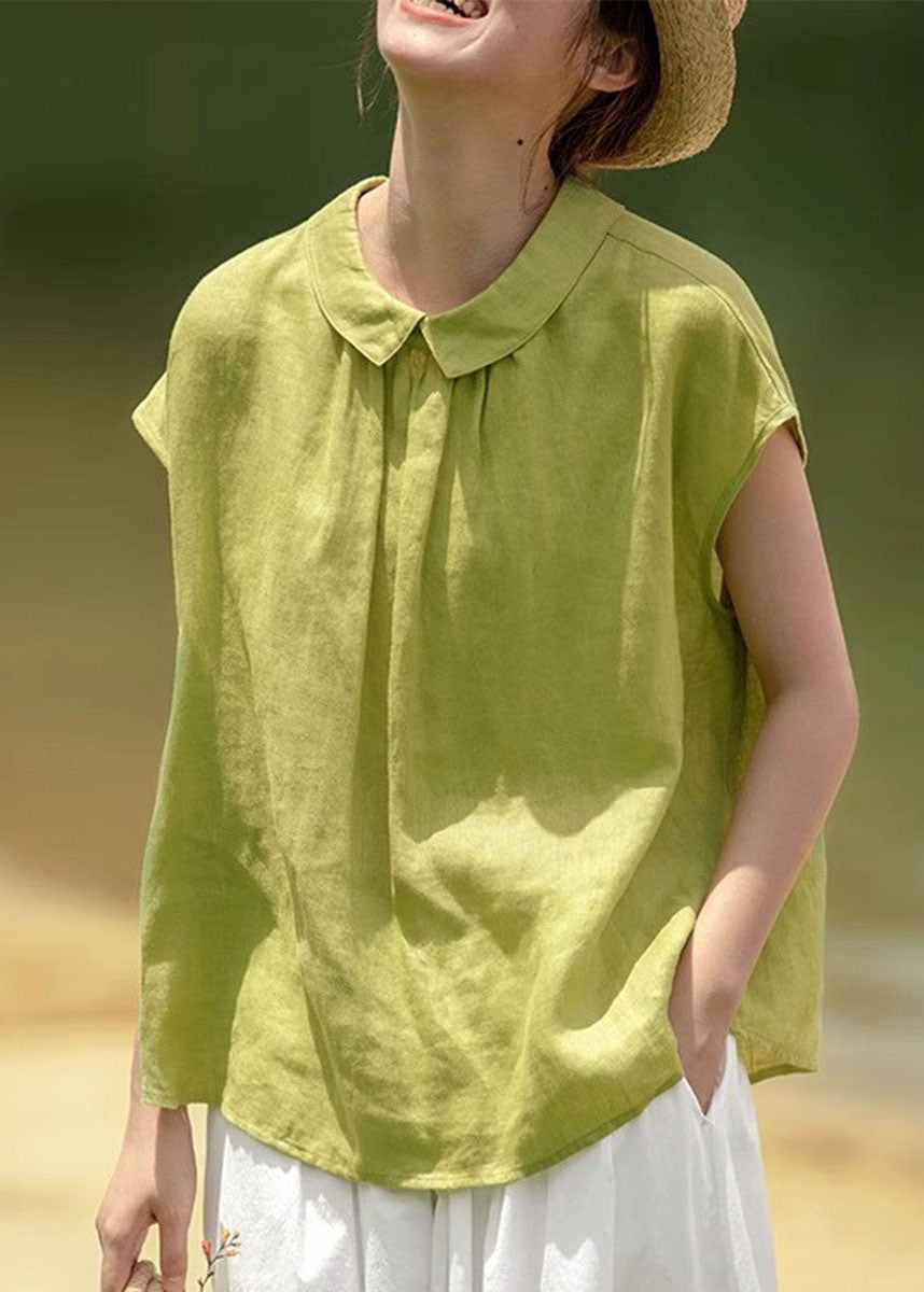 Cotton Peter Women Pan Button Shirt Pink Summer Solid Collar