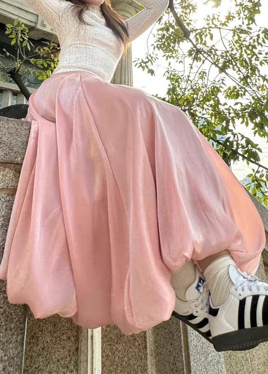 Röcke Rosa Hohe Sommer Taille Solide Frauen