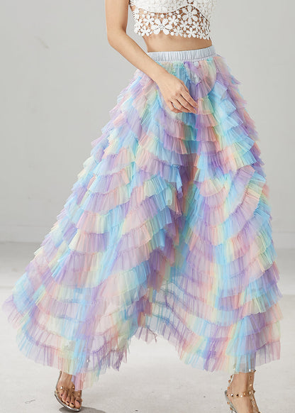 Women Rainbow Exra Large Hem Tulle Skirts Summer YU1031